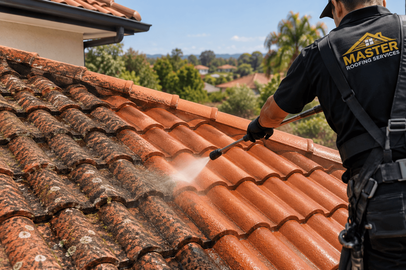 Terracotta roof restoration by Master Roofing Services