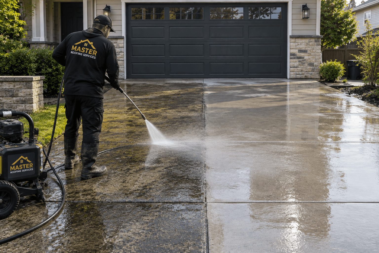 Driveway wash and paint by Master Roofing Services